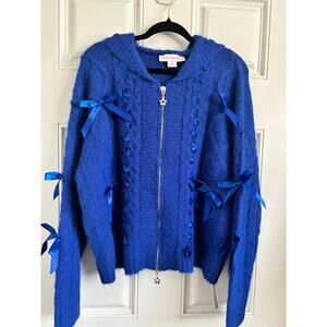 NWT Lisa Says Gah Coquette full zip hooded sweater size xs/s